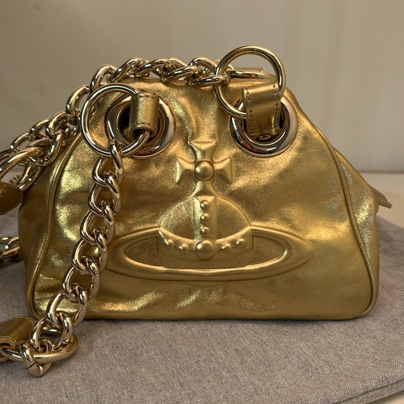 Vivienne Westwood CHAIN HANDBAG INJ ORB/GOLD METALLIC NAPPA BRAND NEW W DUST BAG - Picture 6 of 13